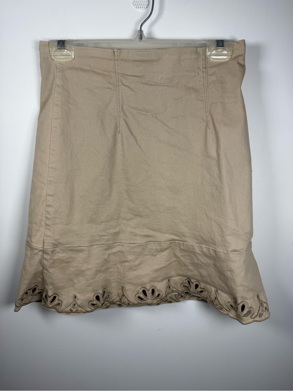 TRISTAN | Tan Embroidered Eyelet Hem Skirt Size 4